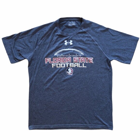Men's Medium Loose Florida State Seminoles Football Tee Shirt Under Armour Gray - Picture 1 of 8